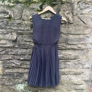 All Saints Navy Pleated Dress